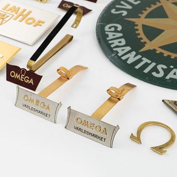 Butik/Skyltmaterial, Omega, Tissot, Longines m. fl. "Åke Falk Urhandel".
