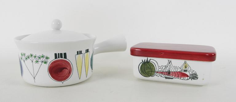 SERVISDELAR, flintgods, 2 st, Picknick samt Verdura, Rörstrand.