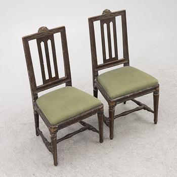 Stolar, ett par, Stockholmsarbeten, av Johan Hammarström, (mästare i Stockholm 1794-1812).sent 1700-tal, Gustavianska.