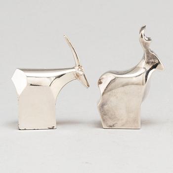 GUNNAR CYRÉN, two silver plated figurines Dansk Design Japan later part of the 20th century.
