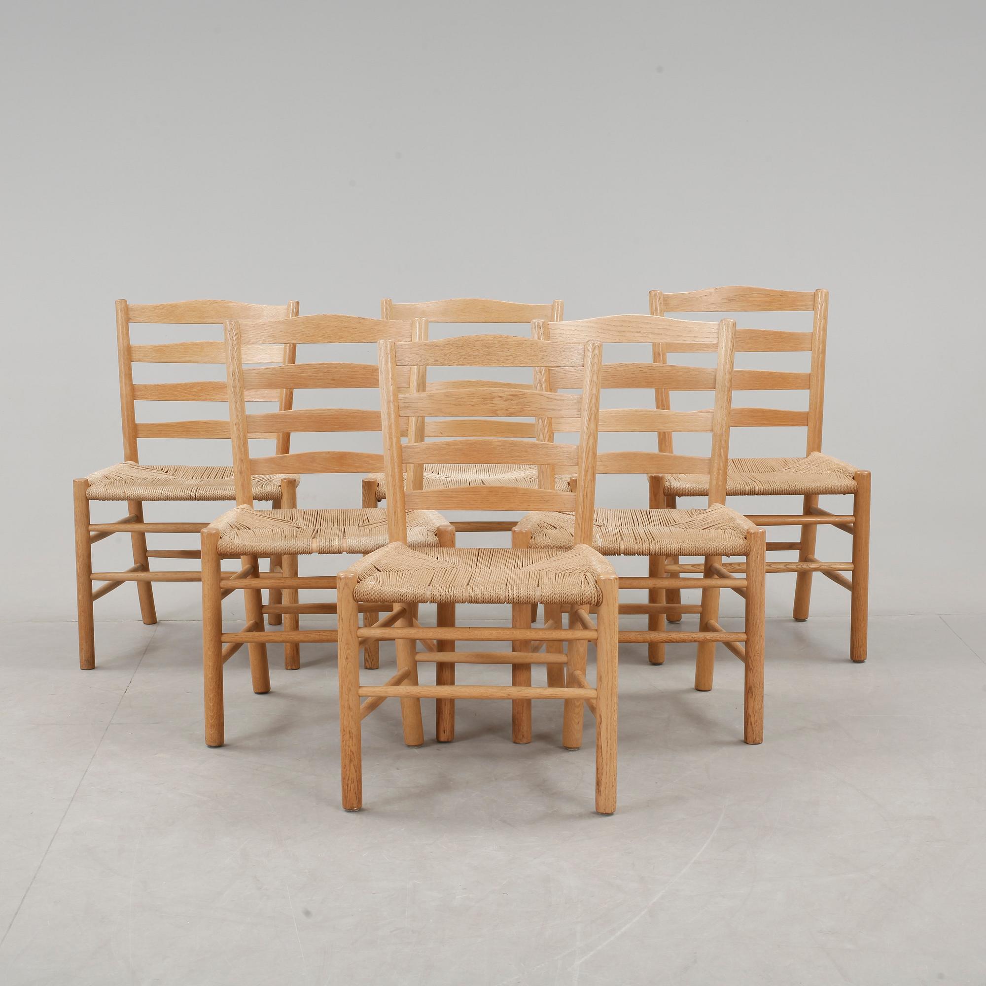 STOLAR, 6 st, "Kyrkstolen/Kirkestolen", Kaare Klint, Fritz Hansen, 1900-talets andra hälft.