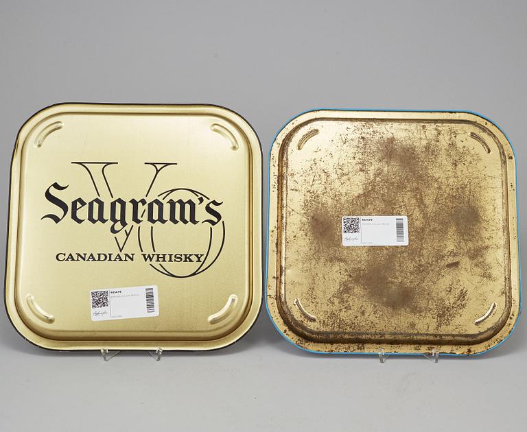 FOUR 20TH CENTURY TIN TRAYS.