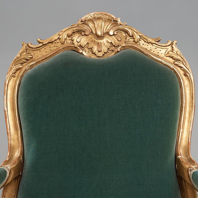 A large Swedish Rococo armchair by Carl Magnus Sandberg (master in Stockholm 1759-1789), circa 1760.