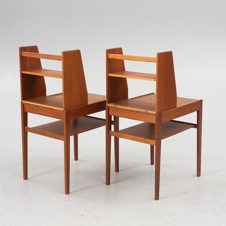 Sven Engström & Gunnar Myrstrand, a pair of 'Dixie' bedside tables with shelf, Tingströms 1950s/60s.