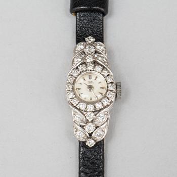 DAMARMBANDSUR, Ebel. Besatt med åttkantslipade diamanter, tot ca 0.60 ct.