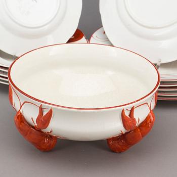 SERVISDELAR, 13 delar, flintgods. Alf Wallander, Kräftservis, Rörstrand. 1900-talets början.