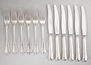 SMÖRGÅSBESTICK, 12 delar, silver. Total vikt 348 gram.