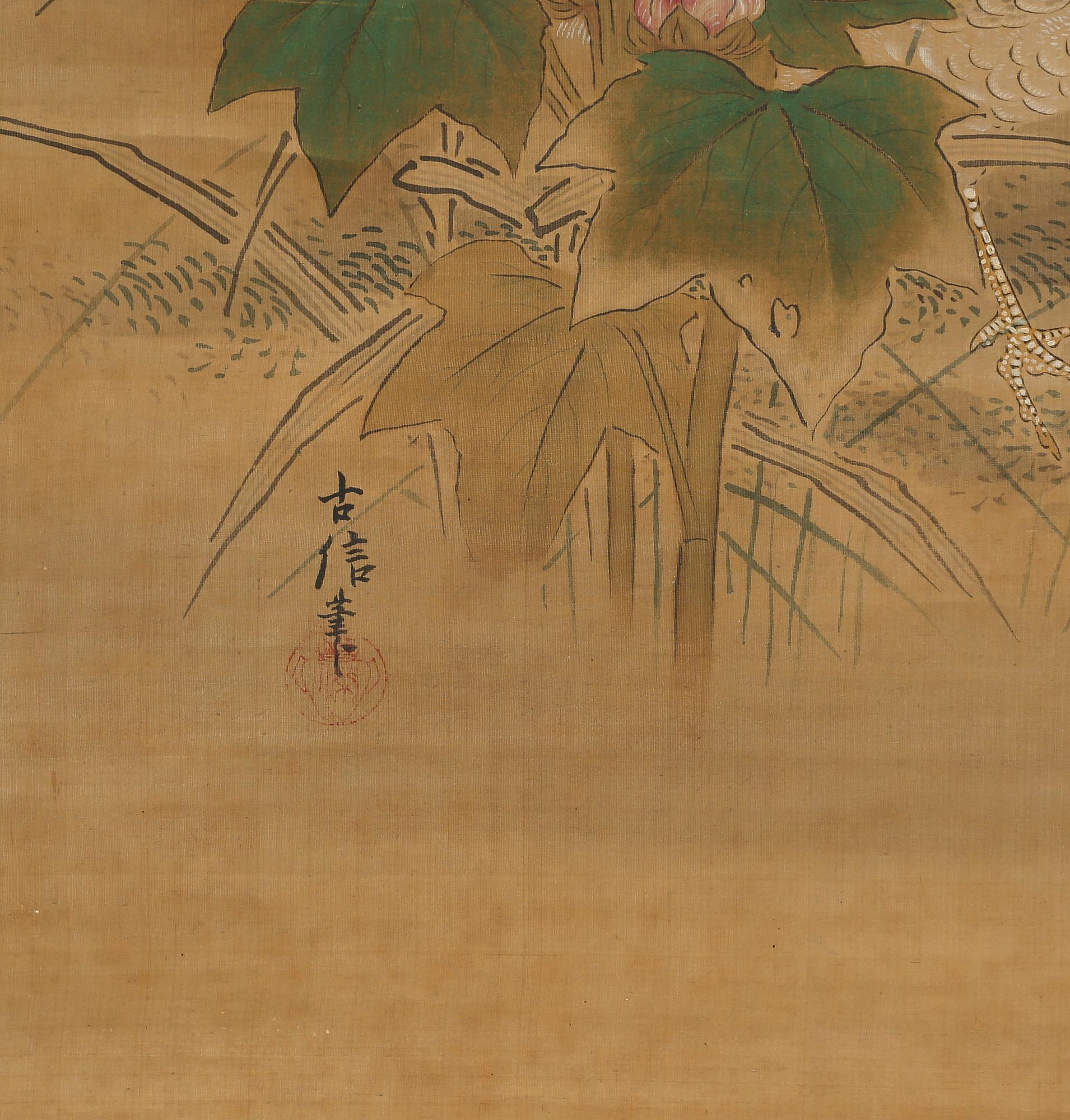 RULLMÅLNINGAR, 2 st, siden på papper, bär signatur, Japan 1900-tal.