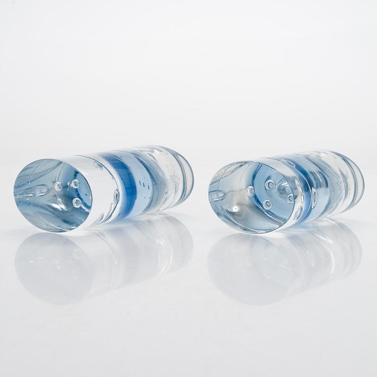 Timo Sarpaneva, lasiveistoksia, kynttilänjalkoja, 4 kpl, "Arktia", signeerattu Timo Sarpaneva Iittala 1990.