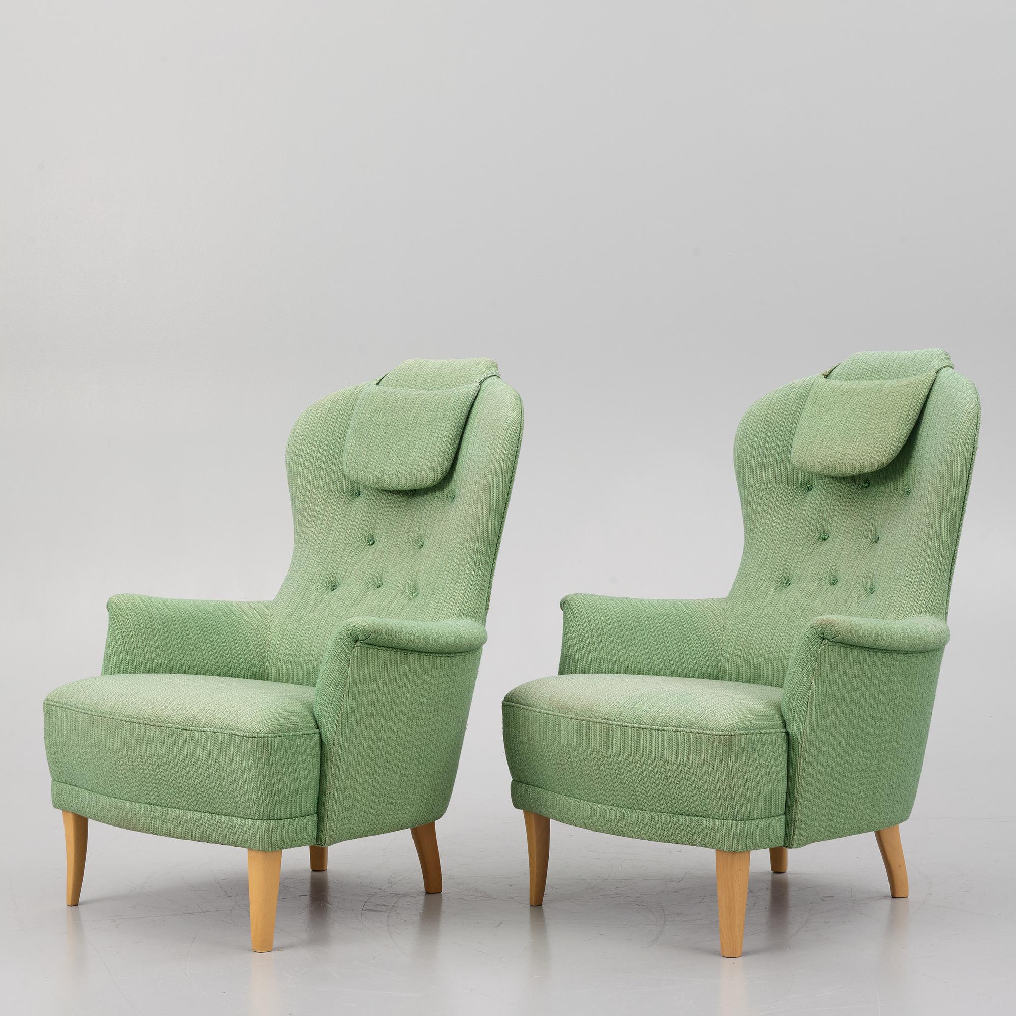 Carl Malmsten, a pair of jubilee edition "Farmor" armchairs, O.H.Sjögren, 2006.
