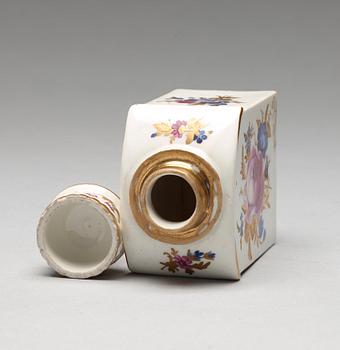A Meissen tea caddy with cover, period of Marcolini (1774-1815).
