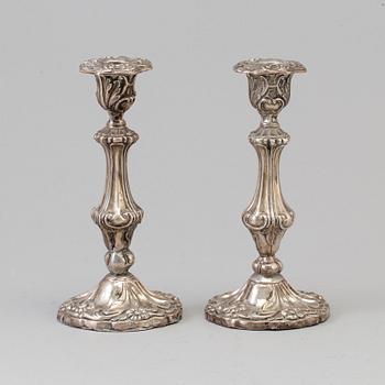 A pair of silver candlesticks probably by Carl Fredrik Hultbom, Stockholm 1848.