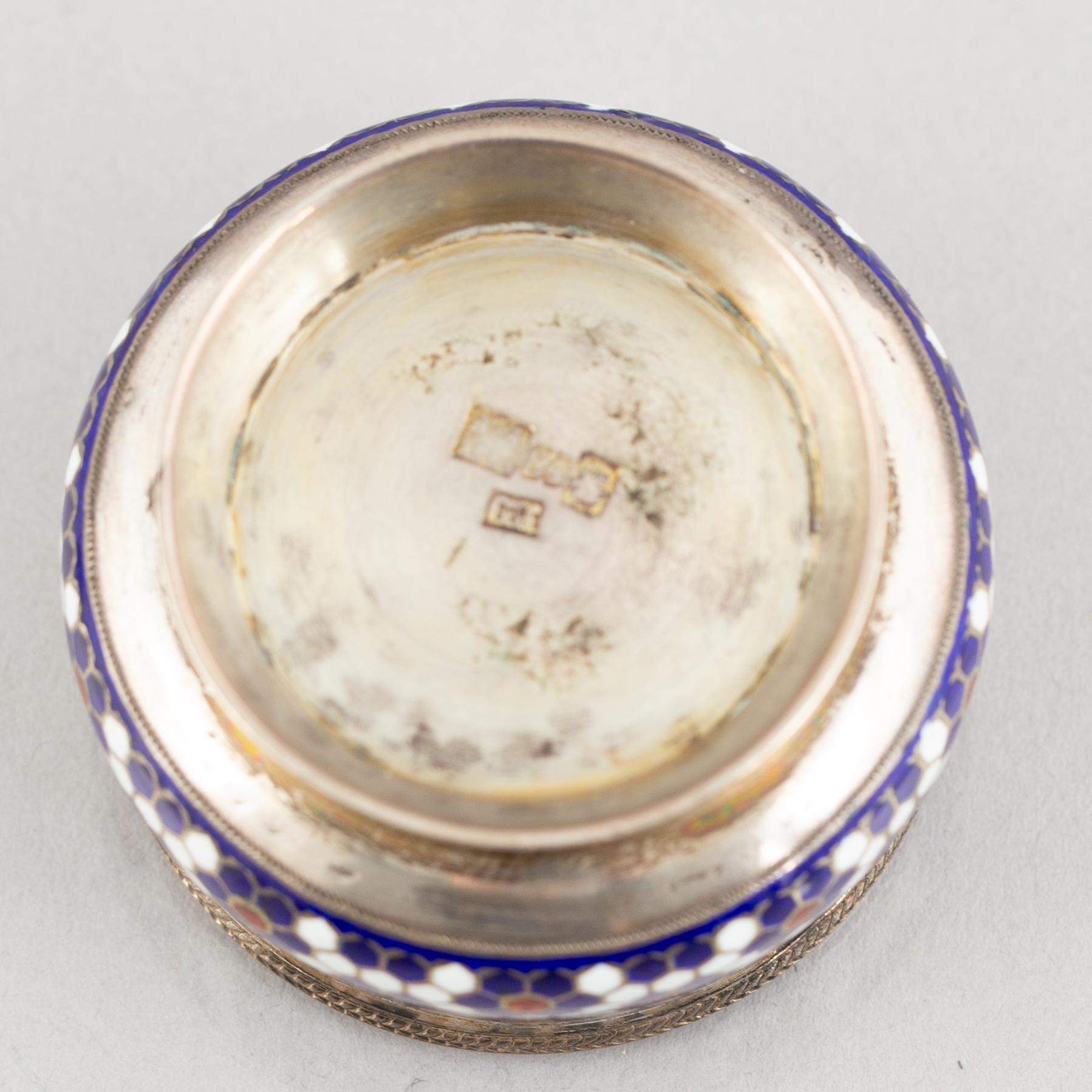 Gustav Klingert, saltkar, ett par, silver och emalj, Moskva 1888.