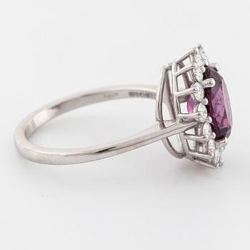 A rhodolite garnet and brilliant cut diamond ring.