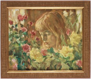 Lotte Laserstein, Girl in flowers.