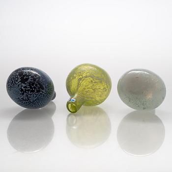 Oiva Toikka, flaskor, 5 st, Signerade O Toikka Nuutajärvi.