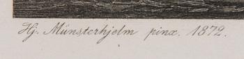 PARTI GRAVYRER, 4 st, stålstick, "En resa i Finland", A. Weger, 1870-tal.