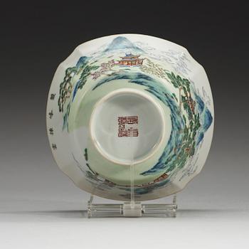 A famille rose bowl, Qing dynasty with Daoguang seal mark.