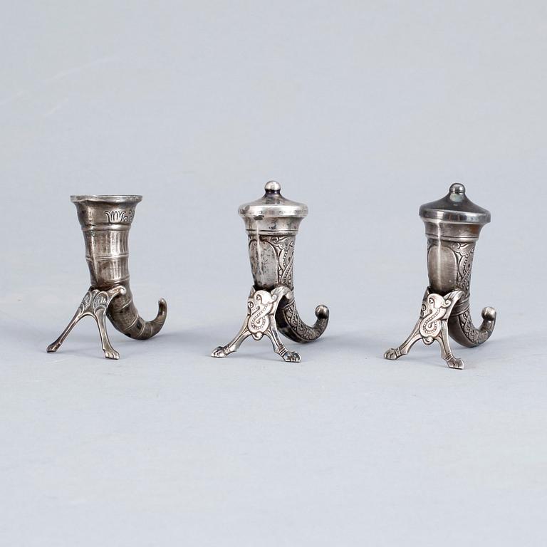 SALTKAR, 2+1 st, sterlingsilver, Norge och Sverige. Total vikt ca 48 gram.