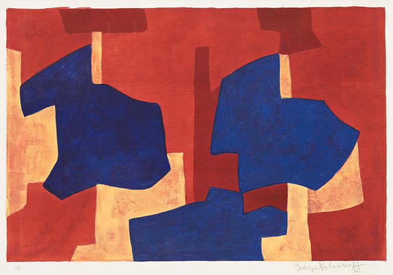 Serge Poliakoff, "Composition jaune, bleue et rouge".