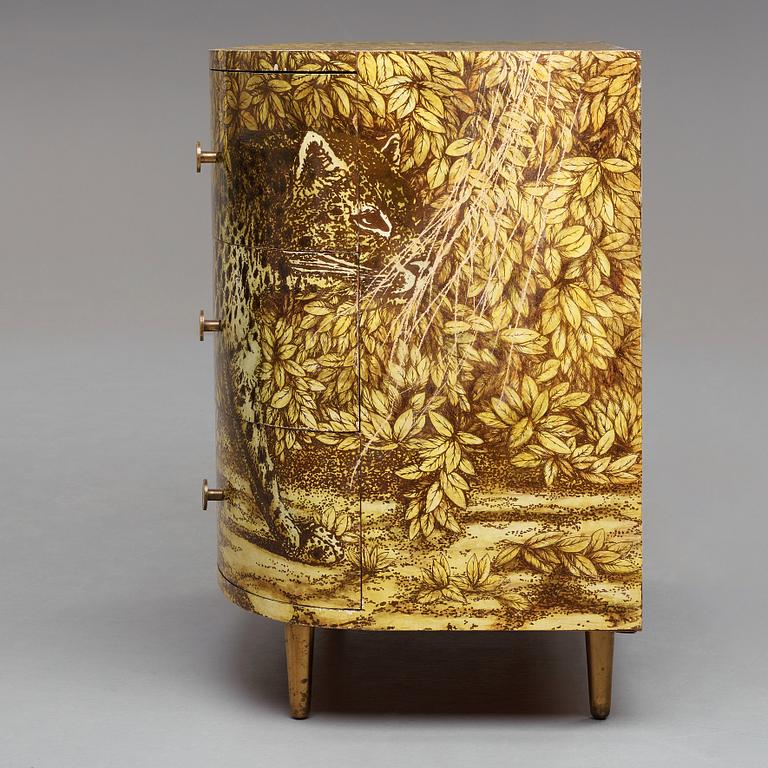 Piero Fornasetti, a "Leopardo" chest of drawers, Ateliers Fornasetti, Milan 1950-60's.