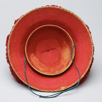 MANDARIN HATS, 3 PIECES IN A HAT BOX. China, Qing dynasty, 19th century.