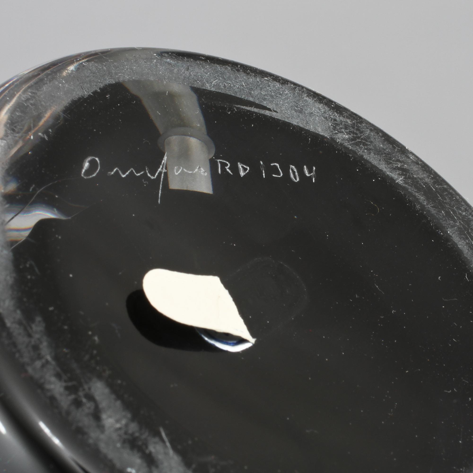 BORDSLAMPOR, 3 st, Carl Fagerlund, Orrefors, 1900-talets andra hälft.