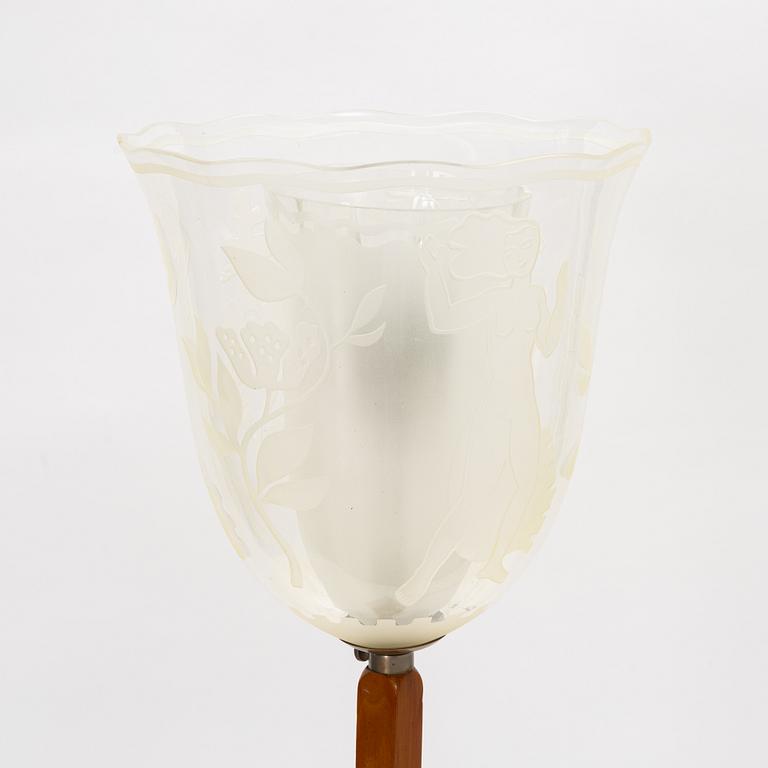 Birger Ekman, An elm and glass floor light, Glössner, first half of the 20th century.