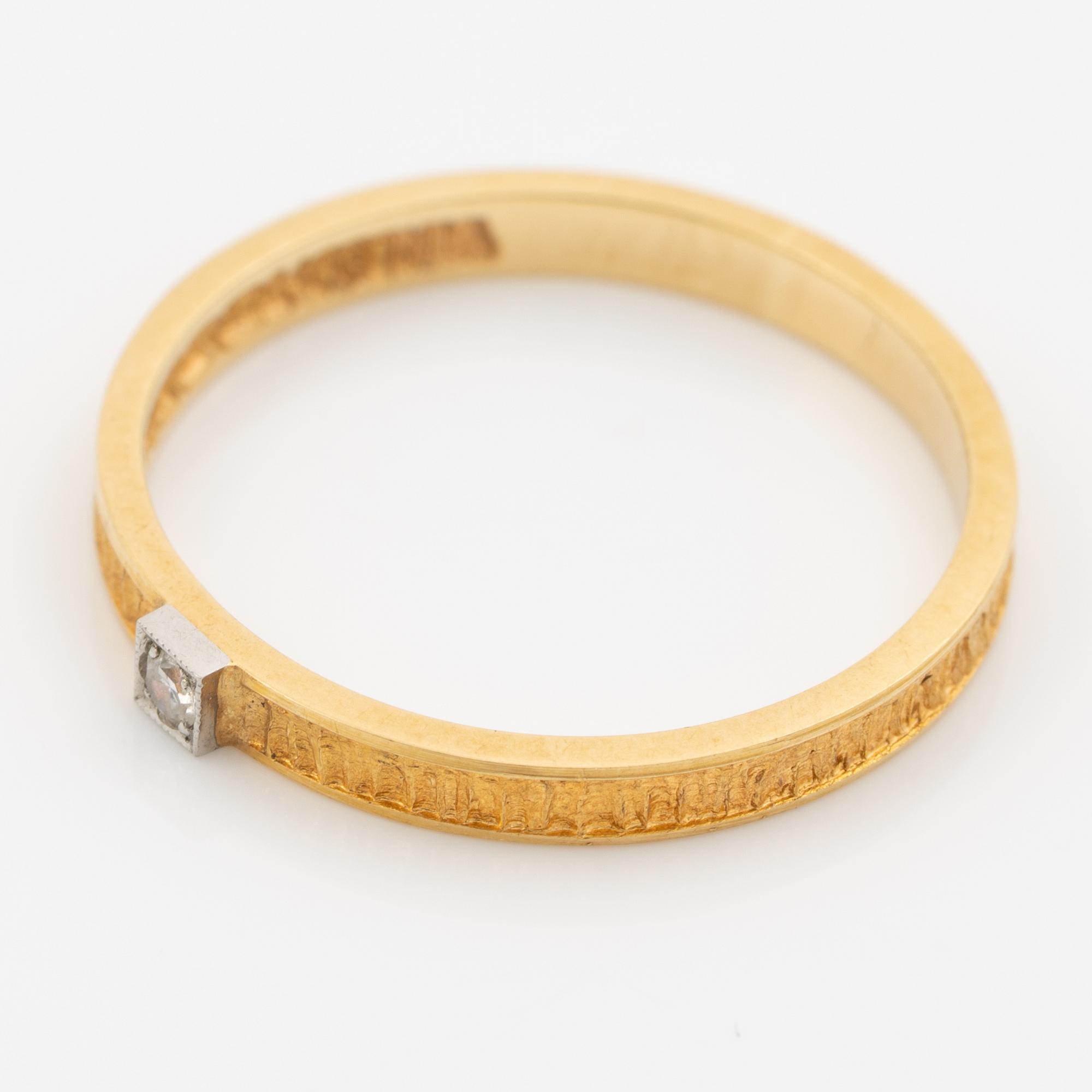 Lapponia, ring 18K gold set with an eight-cut diamond, Finland 1976.