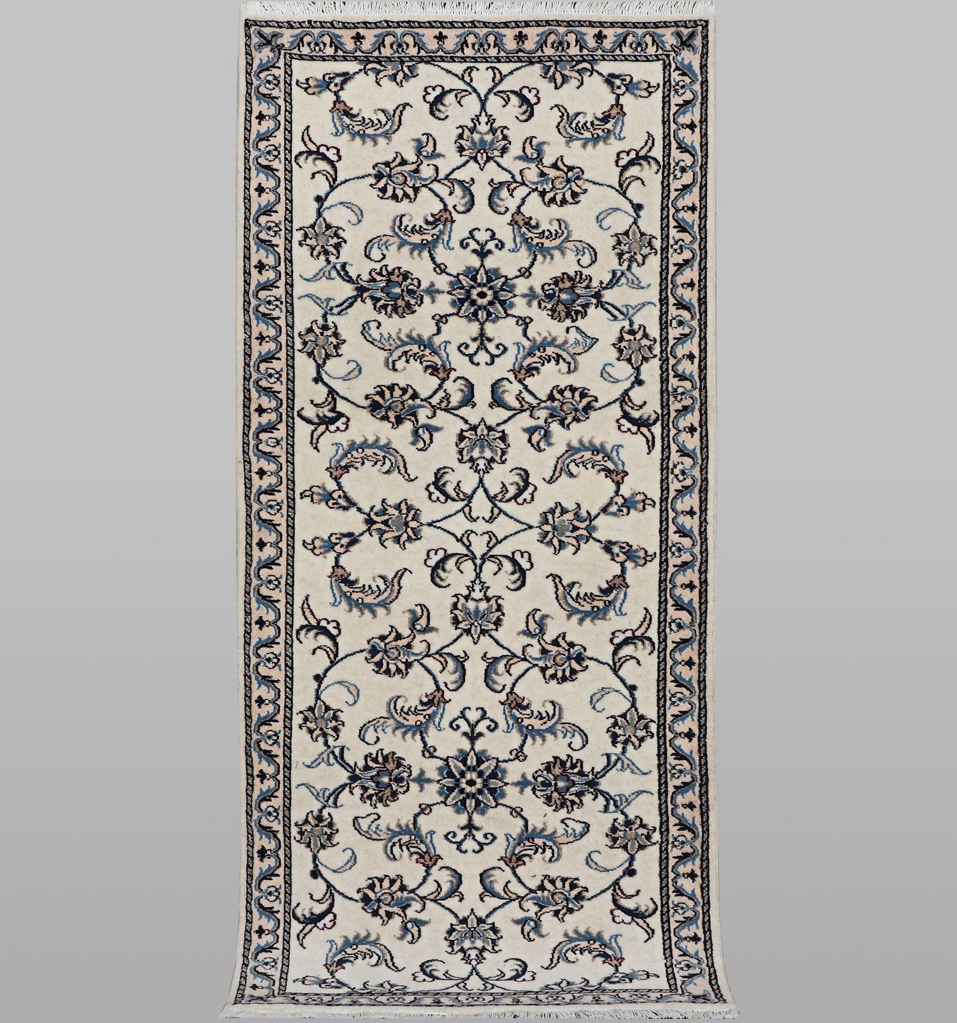 A runner carpet, Nain, part silk, ca 192 x 80 cm.