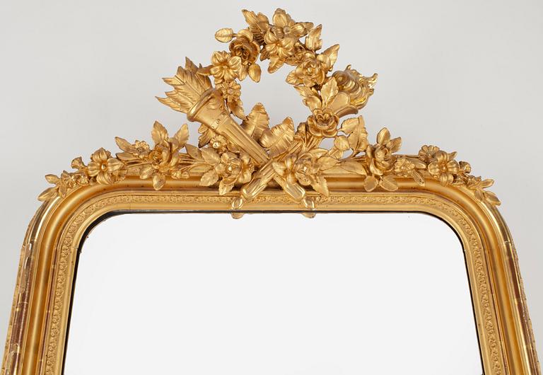 SPEGLAR MED KONSOLBORD, ett par, nyrokoko, 1800-talets andra hälft.