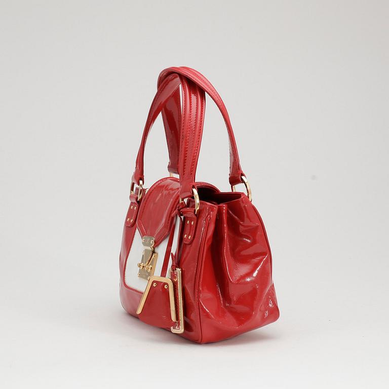 LOUIS VUITTON, red and white patent leather bag, "Cruise Sac Vernis Bicolore rouge".