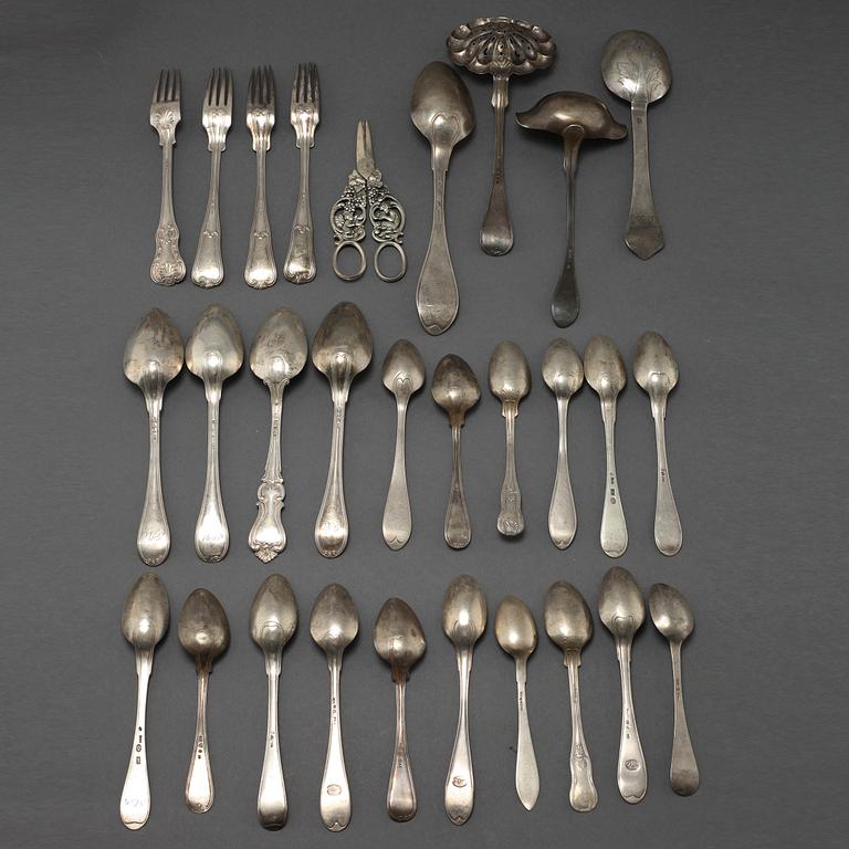 28 pcs of silverware, 19th century.