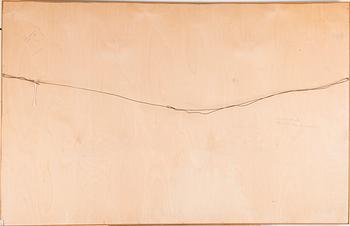 PETRI HYTÖNEN, akryyli, hiili ja tussi, pingotettu kukkakankaalle, signeerattu ja päviätty -92.