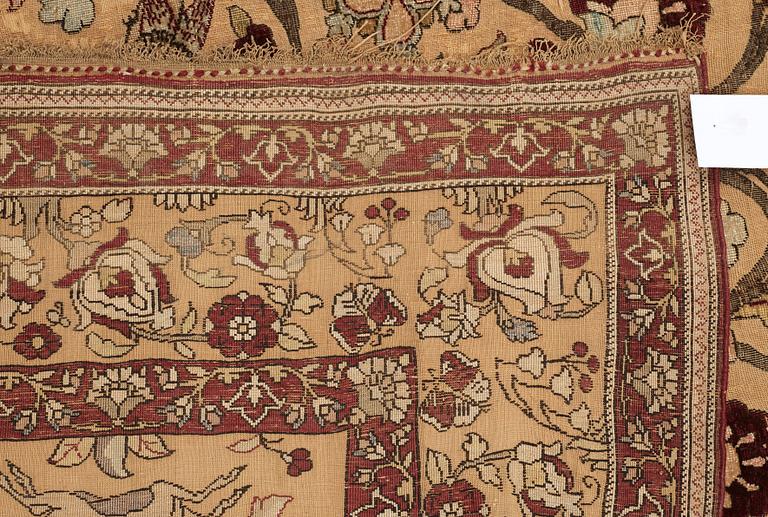 SEMI-ANTIQUE SILK KASHAN SOUF. 211 x 130 cm.