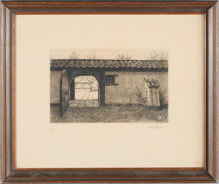 LOUIS SPARRE, etsning, signerad.