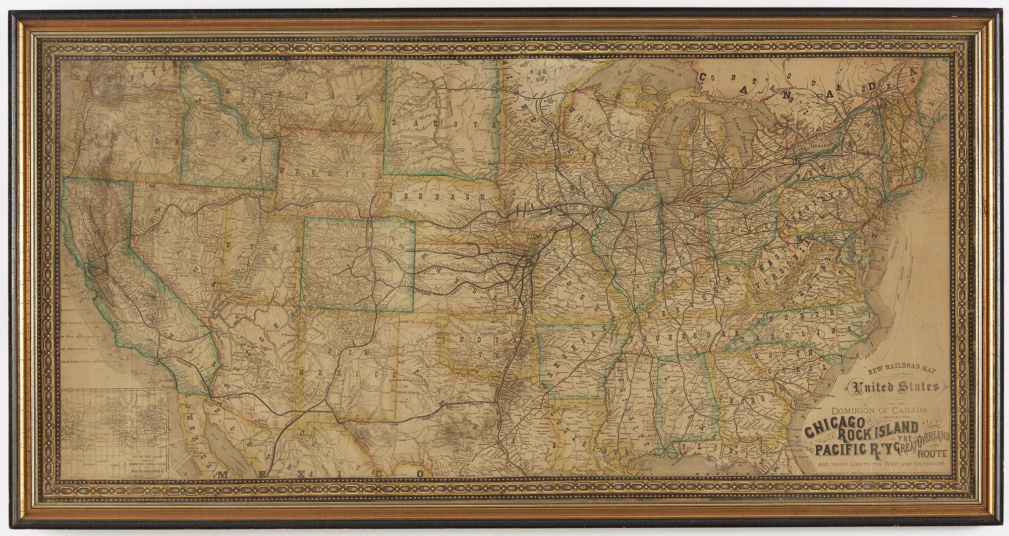 JÄRNVÄGSKARTA, USA. "New Railroad Map of the United States. And the Dominion of Canada....".