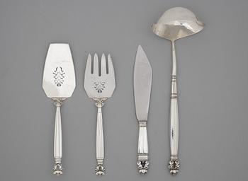 Johan Rohde, bestickuppsättning "Konge/Acorn", 133 delar, Georg Jensen, Köpenhamn efter 1945.