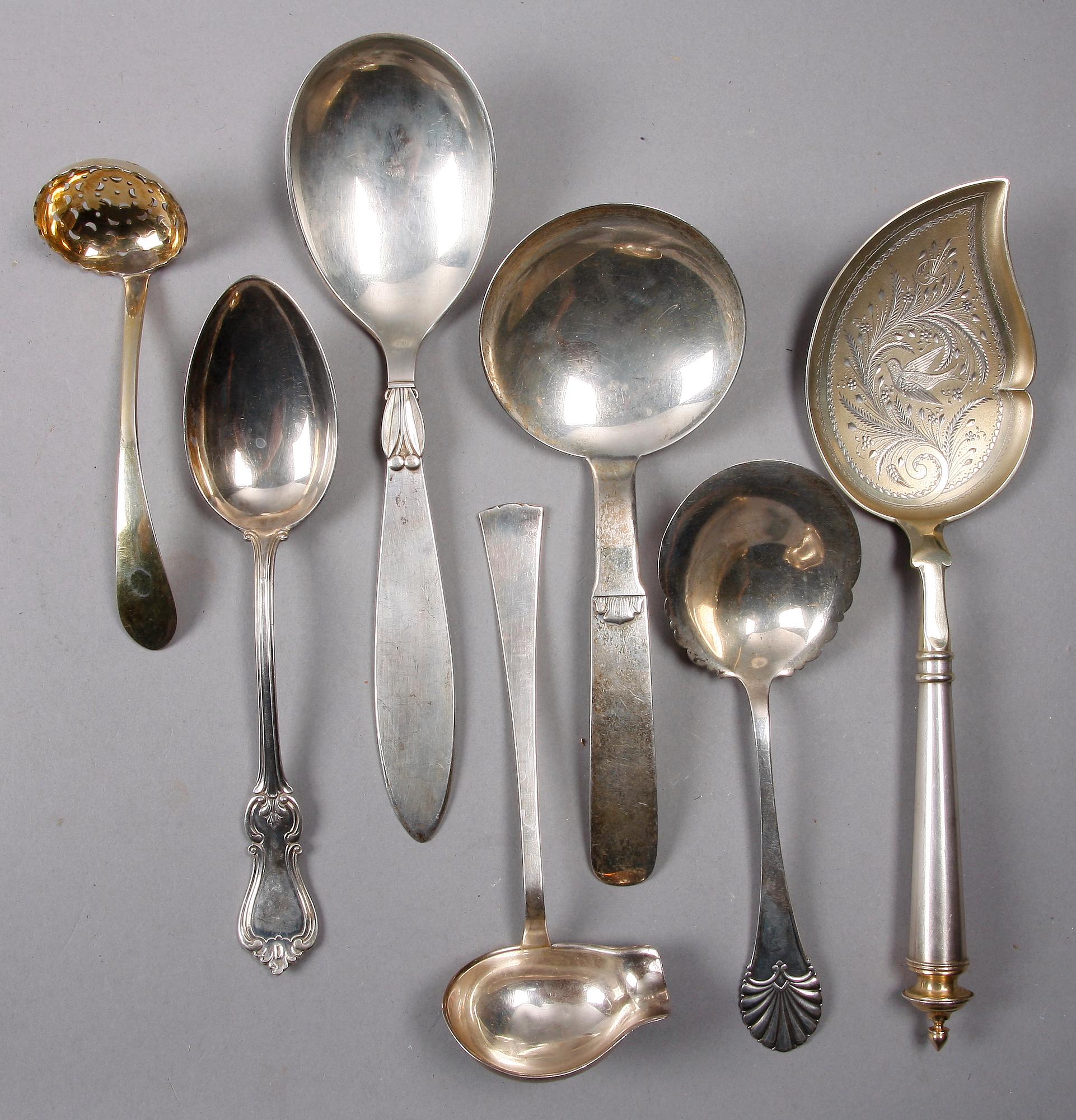 PARTI BESTICK, 15 st, silver, flertal mästare bla Gustaf Möllenborg, Sverige, Danmark 1800-1900-tal.