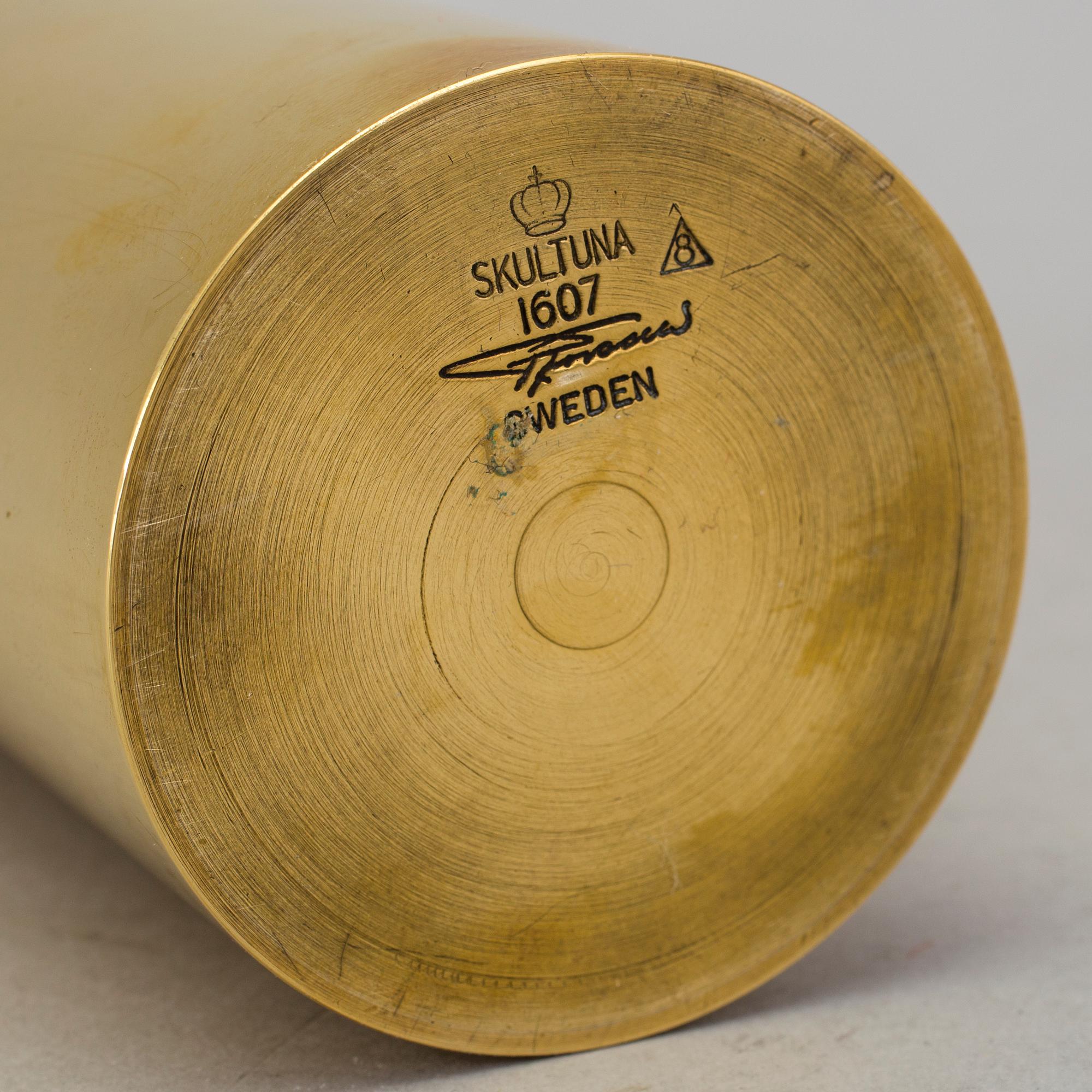 A brass vase by Pierre Forsell for Skultuna.