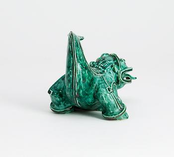 A Wilhelm Kåge stoneware figure of a dragon puppy, Gustavsberg circa 1940.