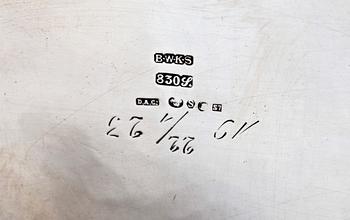 SKÅL SAMT SOCKERSKÅL MED LOCK STRÖSKED, silver, 1920 och 1935. Total vikt 595 gram.