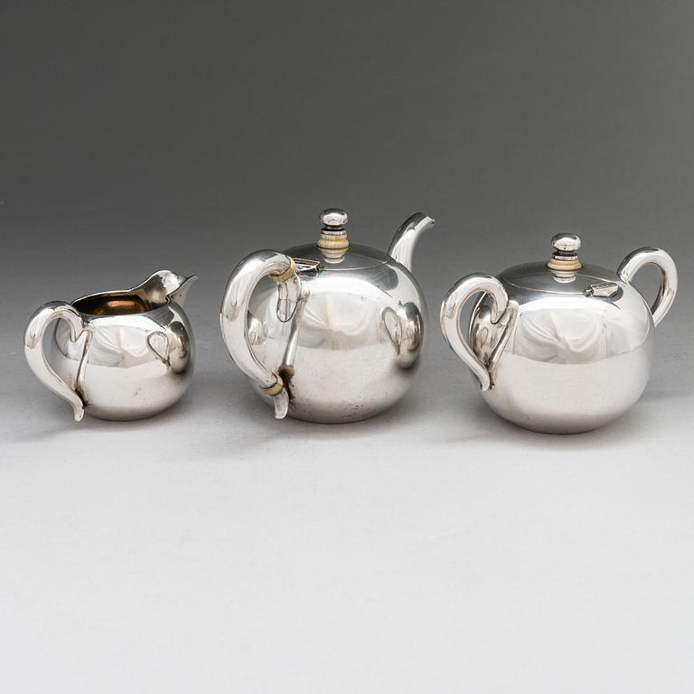 A Russian 4-piece silver tea set in original box, Saint Petersburg 1894. Unidentified master, C.A.