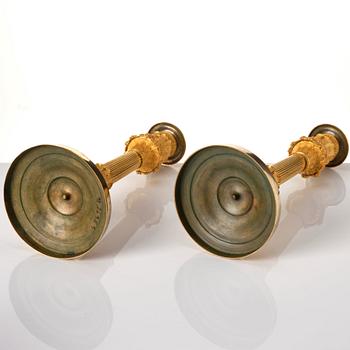 A pair of French Empire candlesticks, beginning of the 1800's.