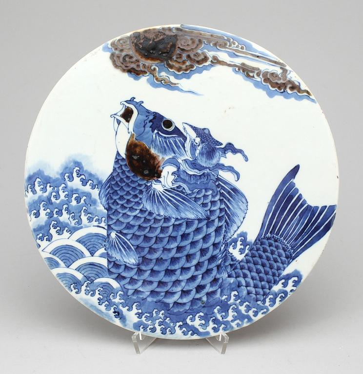 PLAKETT, porslin. Japan, Meiji (1868-1912).