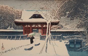 939. Kawase Bunjiro Hasui, Kawase Bunjiro Hasui (1883-1957), colour woodblock print, Snow at Shiba Park, Tokyo (Shiba kôen no yuki).