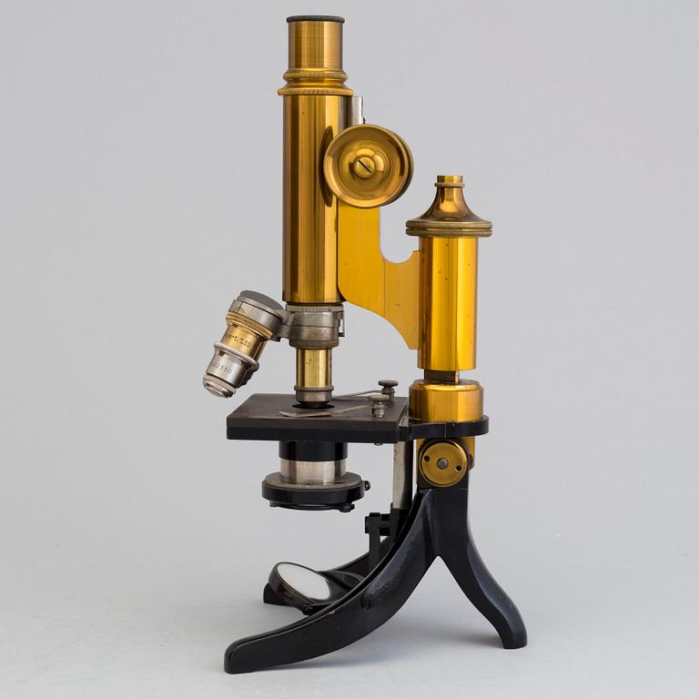 A microscope, signed E. Leitz, Wetzlar, marked and dated label Nr. 64739, 1902.
