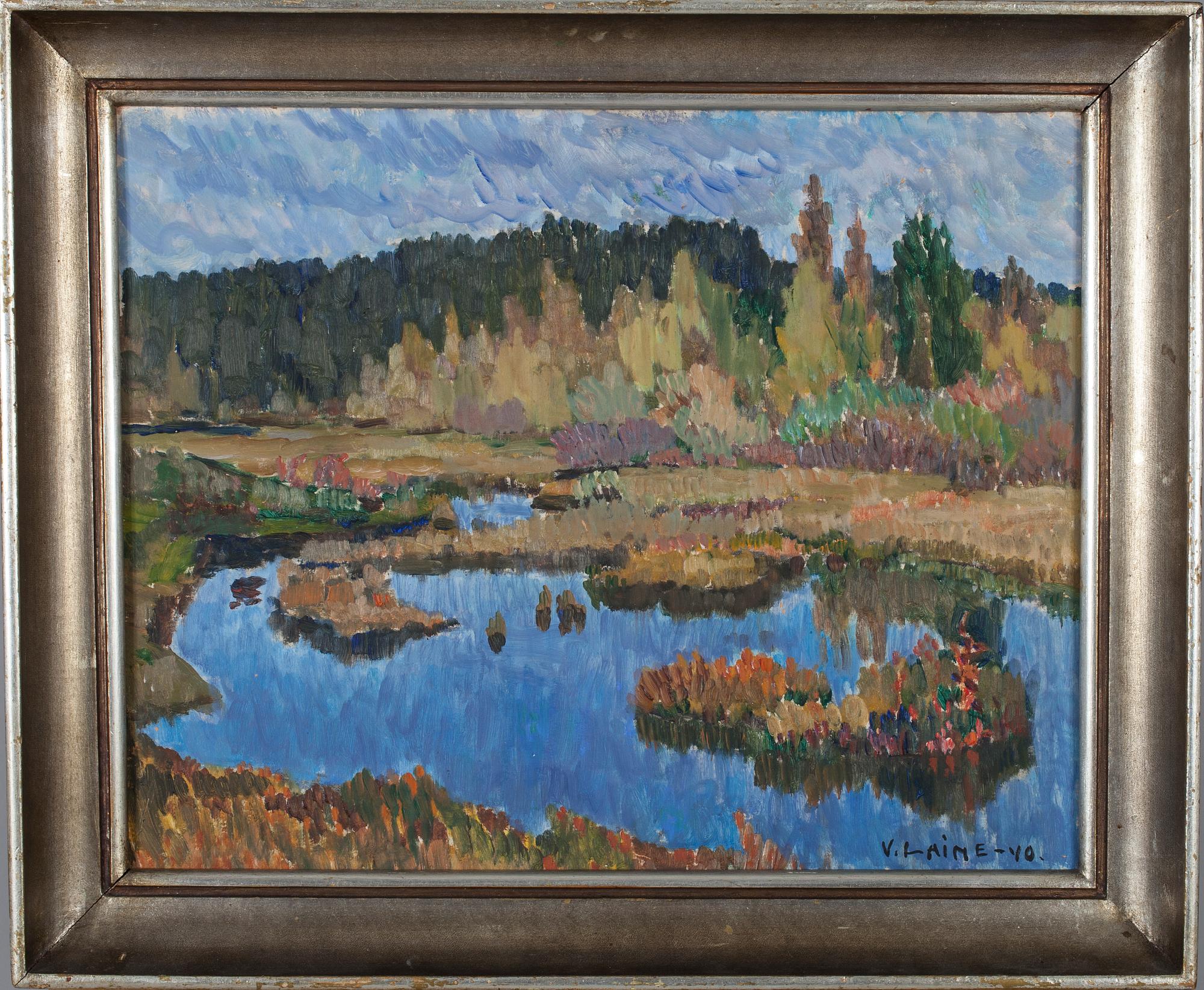 VEIKKO VIONOJA, olja på skiva, signerad V. Laine, daterad -40.