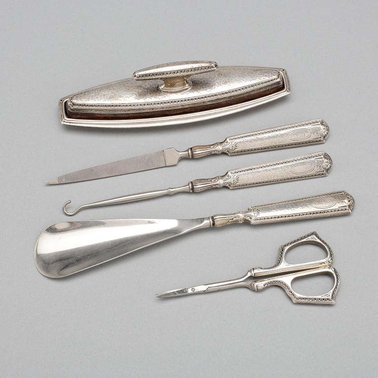 PARTI SILVER, 5 delar, silver, Sterling, 1900-talets första hälft. Total vikt: 227 gram.
