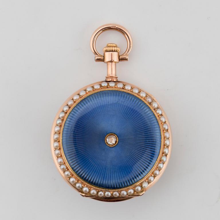POCKET WATCH, with pearls and diamonds.